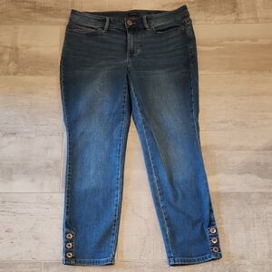 J. Jill Dark Blue Ankle Jeans with Rivet Accents